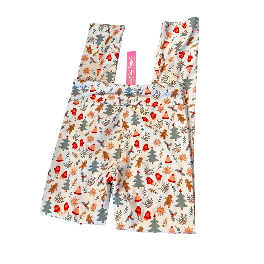 Charlies Project Kids Christmas Leggings Gingerbread Tree Holiday Print NEW
